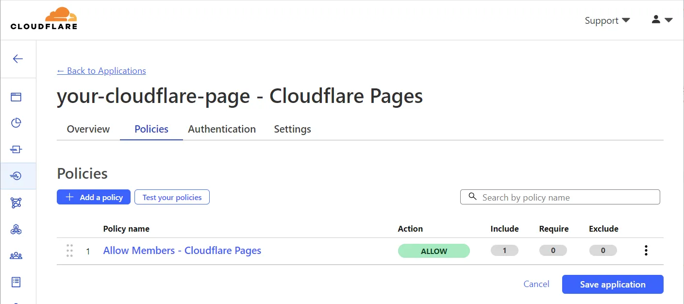 Application access policies in Cloudflare Access