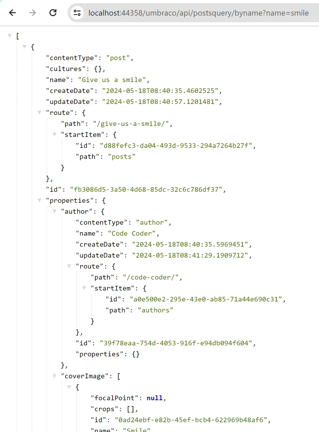 Custom content API output in the Delivery API content format