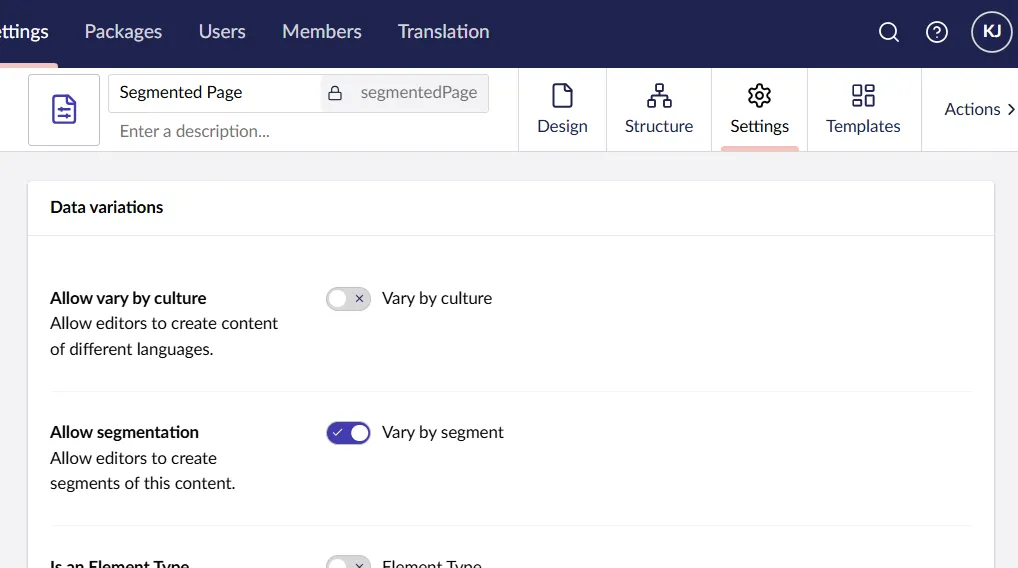Segmentation enabled for a document type