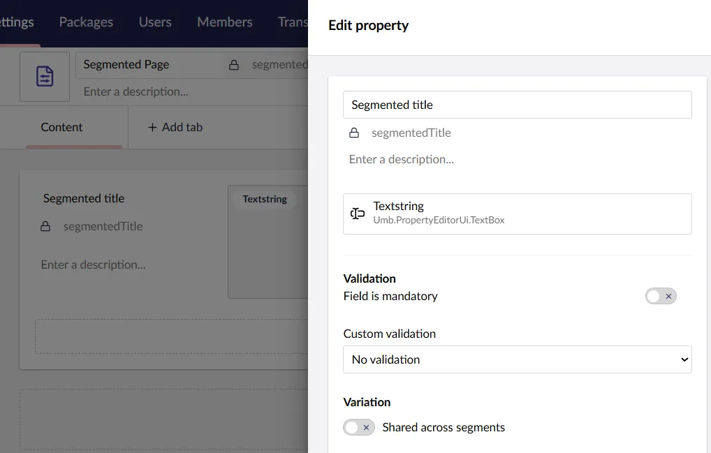 Segmentation applied to a property type