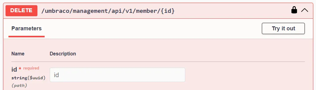 Update member endpoint in Swagger UI