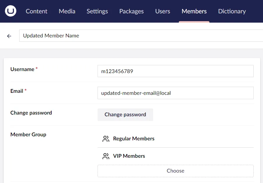 Member is updated in Umbraco